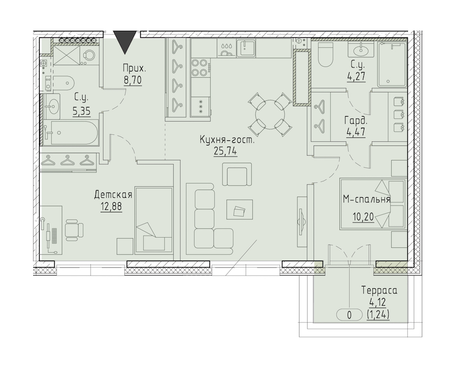2-комнатная квартира 72.06 м², 9/9 эт., ЖК «LEGENDA Чёрная речка 41»